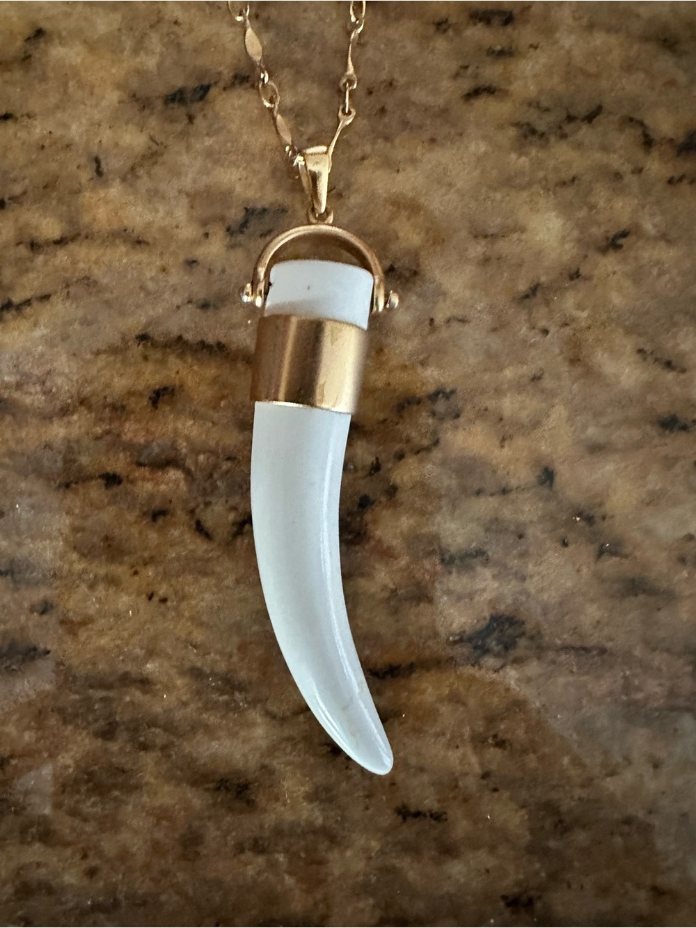 Stella & Dot White Horn Pendant with Gold-Tone Cap